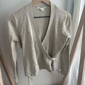 Wrap-Style Beige Sweater